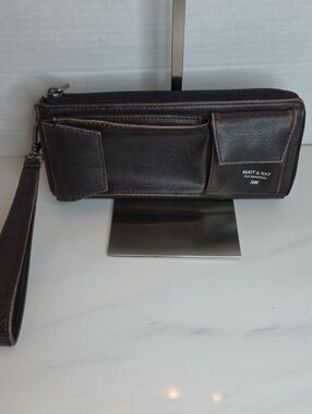 Matt & Nat Dark Brown Men's Wristlet Wallet with Exterior Pockets